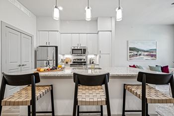 Modern kitchen with ge stainless steel appliances